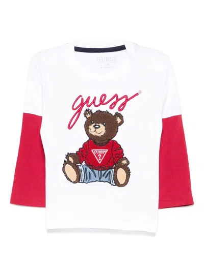 Guess Babies' Teddy Bear-patch T-shirt In White