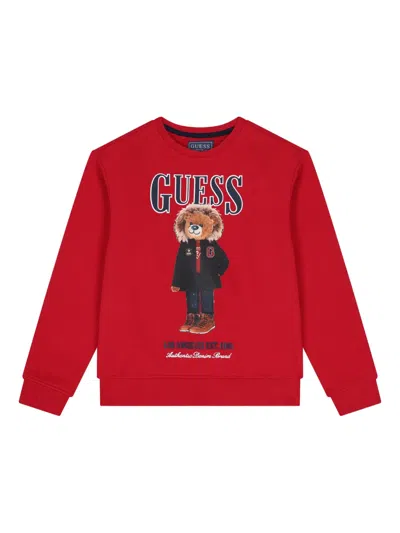 Guess Kids' Teddy-bear-print Sweatshirt In Red