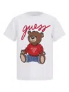 Guess Kids Teddy Bear Logo T-shirt In White