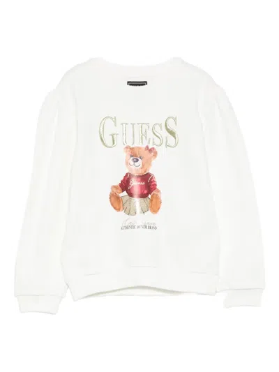 Guess Kids' Teddy-embroidery Sweatshirt In White