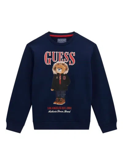 Guess Kids' Teddy-graphic Sweatshirt In Blue