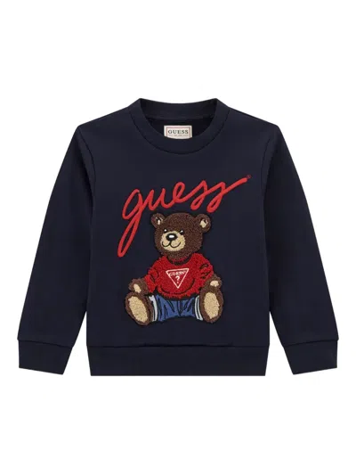Guess Kids' Teddy-logo Sweatshirt In Blue