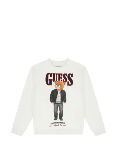 Guess Kids' Teddy-bear-graphic Sweatshirt In White