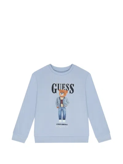 Guess Kids' Teddy-bear-print Sweatshirt In Blue