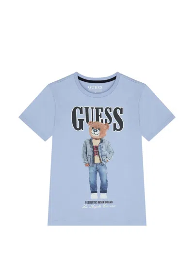 Guess Kids' Teddy-bear-print T-shirt In Blue