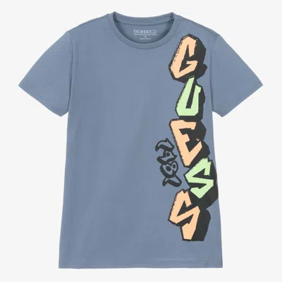 Guess Teen Boys Blue Cotton Graffiti T-shirt