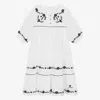 GUESS TEEN GIRLS WHITE EMBROIDERED COTTON DRESS