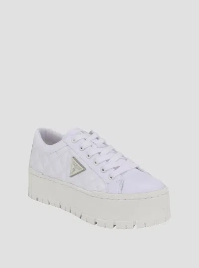 Guess Tesie Sneakers Women's 10m White Lace Up Lug Sole Platform Shoes Htat1061