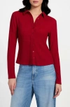 Guess Tessa Floral Smocked Button-up Shirt In Red