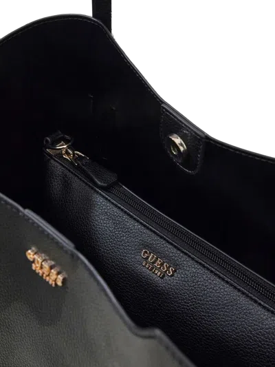 Guess Textured Polyurethane Tote Bag In Black