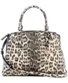 Guess Tinsley Medium Leopard Print Three Compartment Satchel In Animal Print