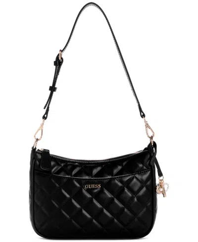 Guess Tinsley Medium Quilted Shoulder Bag In Black