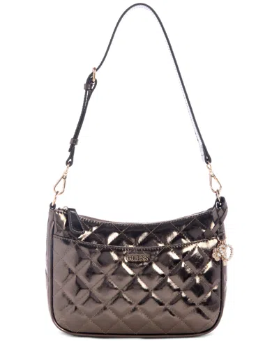 Guess Tinsley Medium Quilted Shoulder Bag In Silver