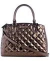 Guess Tinsley Medium Quilted Three Compartment Satchel In Brown
