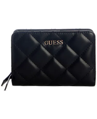 Guess Tinsley Quilted French Wallet In Black