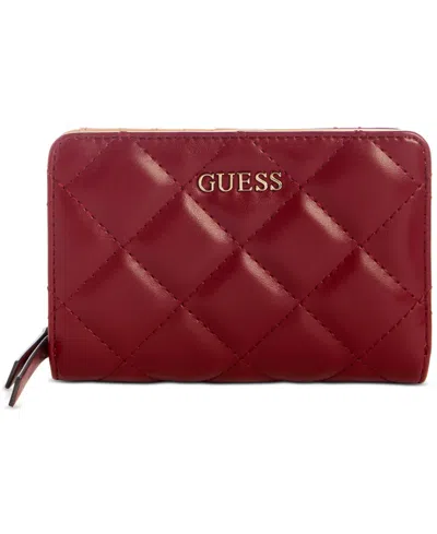 Guess Tinsley Quilted French Wallet In Red