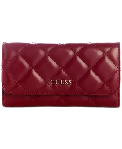 Guess Tinsley Quilted Slim Clutch In Red