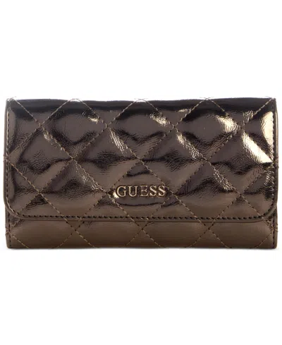 Guess Tinsley Quilted Slim Clutch In Silver