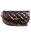 Guess Tinsley Small Quilted Flap Shoulder Bag In Silver
