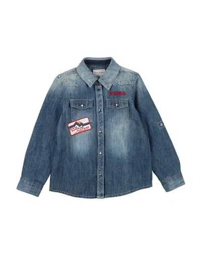 Guess Babies'  Toddler Boy Denim Shirt Blue Size 5 Cotton, Polyester, Lyocell