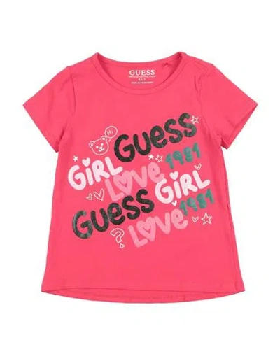 Guess Babies'  Toddler Girl T-shirt Fuchsia Size 5 Cotton, Elastane In Pink