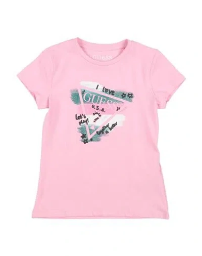 Guess Babies'  Toddler Girl T-shirt Pink Size 5 Cotton, Elastane