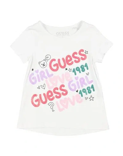 Guess Babies'  Toddler Girl T-shirt White Size 4 Cotton, Elastane
