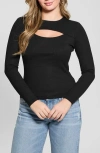 Guess Toni Cutout Rib Top In Black