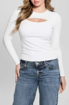 Guess Toni Cutout Rib Top In Pure White