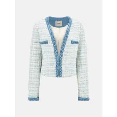 Guess Tosca Braid Boucle Jacket | Light Blue Boucle In Sky Blue