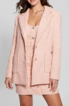 Guess Tosca Metallic Tweed Blazer In Pink