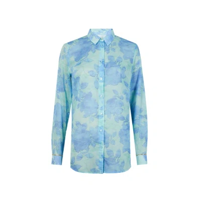 Guess Transparent Patterned Shirt In Blue