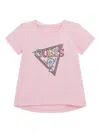 Guess Triangle-logo Sequined T-shirt In Pink