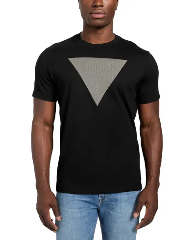 Guess Triangle Logo Short Sleeve Crewneck T-shirt In Black