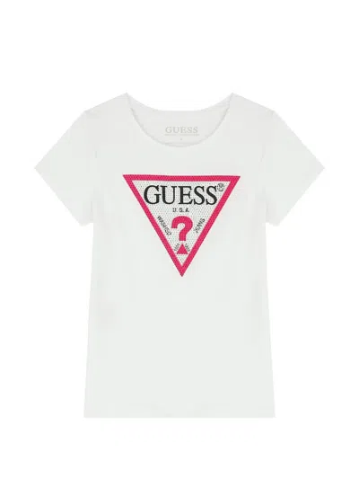 Guess Kids' Triangle-logo T-shirt In White
