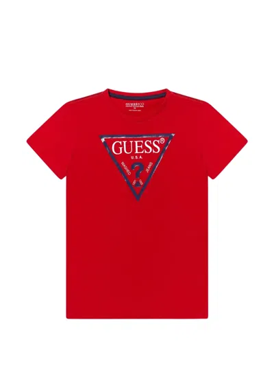 Guess Kids' Triangle-logo T-shirt In Multi
