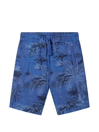Guess Kids' Tropical Summer Blue Printed Bermuda Shorts