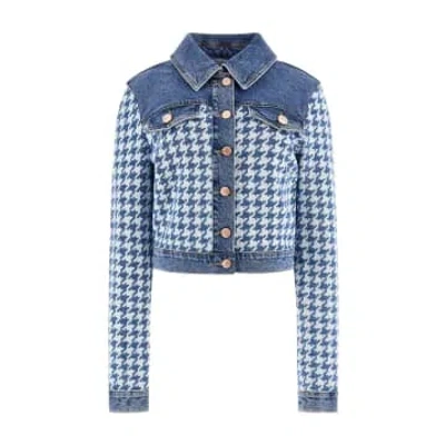 Guess Tweed Crop Denim Jacket | Pan Wash In Blue