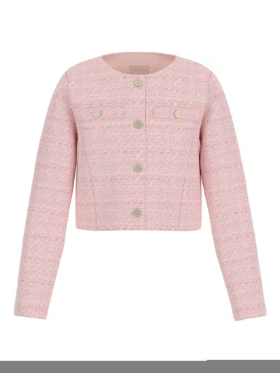 Guess Kids' Tweed Jacket In Pink