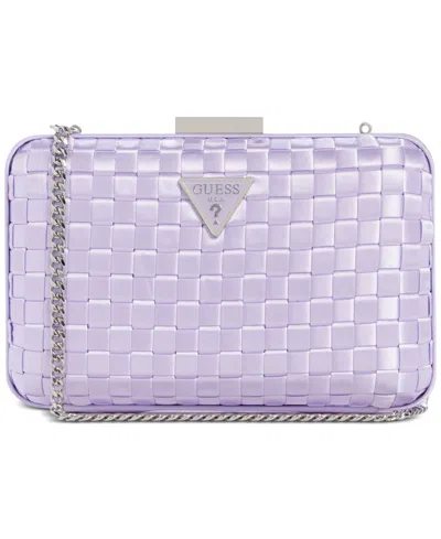 Guess Twiller Minaudiere Satin Small Crossbody In Lavender