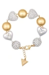 Guess Two-tone Crystal Linear Bracelet In Gold