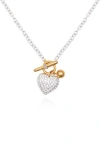 Guess Two-tone Crystal Toggle Pendant Necklace In Gold