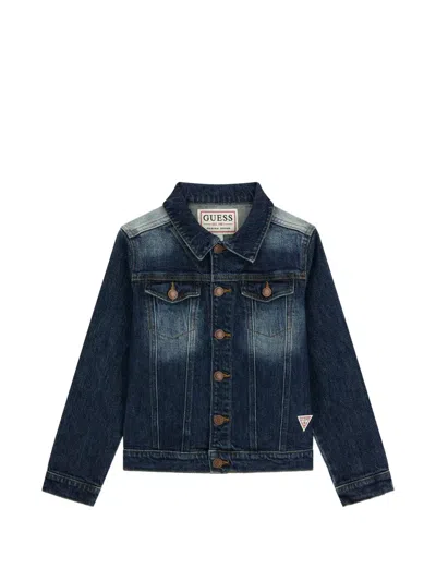 Guess Kids' Two-tone Denim Jacket In Blue