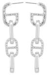 Guess Two-tone Mariner Drop Earrings In Silver
