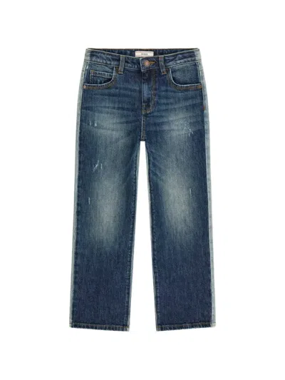 Guess Kids' Two-tone Straight-leg Jeans In Blue