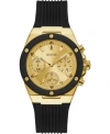 Guess Unisex Black Silicone Strap Watch 39mm In Gold