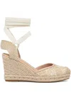 Guess Usa 100mm Charmi Embroidered Wedge Espadrilles In Neutral