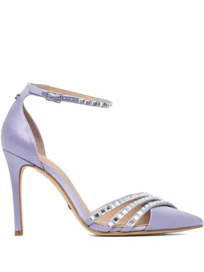 Guess Usa 105mm Beaded Pointed-toe Pumps In Purple