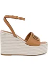 Guess Usa 120mm Tanvee Wedge Sandals In Brown