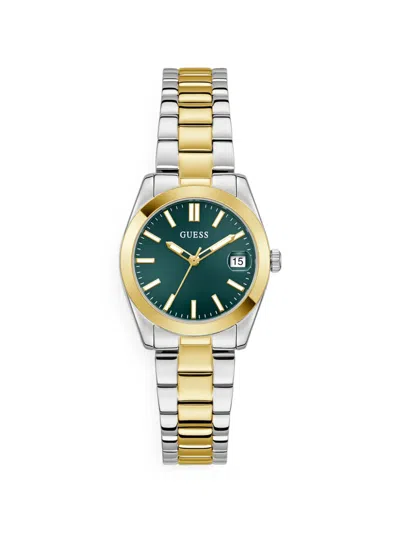Guess Usa 2-tone Date Watch In Red